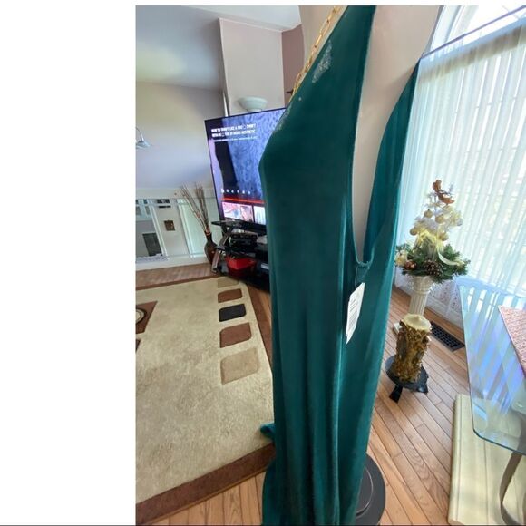 PICCADILLY Fluid Jersey Maxi Dress with bedazzle in peacock blue Christmas - Picture 4 of 13